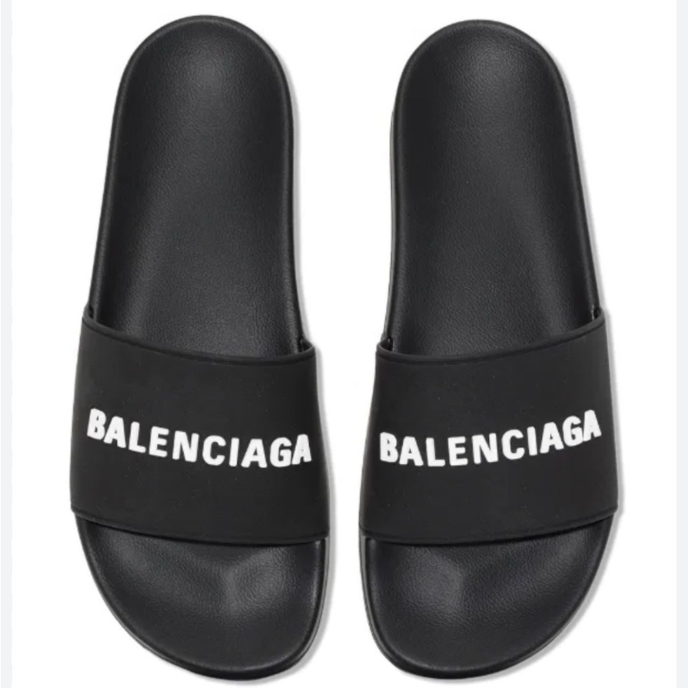 Balenciaga Black Logo Slides